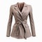 Taupe Women\\\'s Fashion Belted Jacket - Daz3d Style