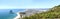 Tauranga, New Zealand. Panoramic view from Mount Maunganui of the white sand beach and City. Tauranga is a major cruise ship desti