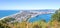 Tauranga, New Zealand. Panoramic view from Mount Maunganui of the white sand beach and City. Tauranga is a major cruise ship desti