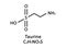Taurine molecular structure. Taurine skeletal chemical formula. Chemical molecular formula vector illustration