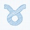 Taurus, 21 April - 20 May. HOROSCOPE SIGNS OF THE ZODIAC - Ballpen blue Scribble on a checkered paper background