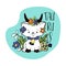 Taurus Astrological Zodiac sign with cute cat character. Cat zodiac icon. Baby shower or birthday greeting