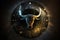 Taurus bull animal round zodiac animal sign realistic mystical background illustration Generative AI