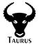 Taurus head, zodiac sign. Logo. Tattoo. Silhouette image