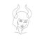 Taurus woman astrological sign. Beautiful girl in line art style