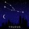 Taurus zodiac constellations sign on beautiful starry sky with galaxy and space behind. Taurus horoscope symbol constellation on d