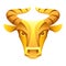 Taurus zodiac sign, golden horoscope symbol.