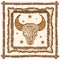 Taurus Zodiac Sign on Native Tribal Leather Frame