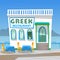 Taverna in Greece, White Greek Restaurant Vector