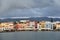 Taverns, historic buildings and crowds of tourists in the port of Chania on the island of Crete