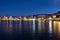 Taverns and houses in the evening in the port of Chania town