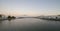 Tavira panoramic from town military bridge to fishing port, Port