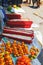 Tawi, also known as red fruit, at local market, Wamena, Papua, Indonesia