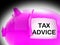 Tax Advice Piggy Bank Message Shows Advising About Taxes