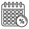 Tax calendar date icon, outline style