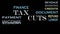 Tax cuts animated word cloud, text animation. Business and financial concept