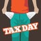 Tax day flat design. Pulling out empty pockets.
