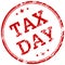 Tax day red rubber stamp