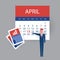 Tax Day Reminder Concept - Calendar Design Template - USA Tax Deadline, Due Date for Federal Income Tax Returns:18th April