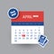 Tax Day Reminder Concept - Calendar Design Template - USA Tax Deadline, Due Date for IRS Federal Income Tax Returns: 18 April 2023
