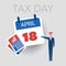 Tax Day Reminder Concept - Calendar Design Template - USA Tax Deadline, Due Date for IRS Federal Income Tax Returns: 18th April