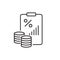 Tax document line icon. Tax rate report sign. Payroll file symbol. Quality design element. Linear style tax document icon