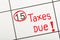 Tax due for reminde apointment on a calendar