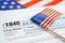 Tax form 1040 U.S. Individual Income Tax Return, business finance concept
