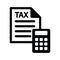 Tax form with Calculator. Tax, business, money sign. Cost cash, business, future and online, website related single icon on white.