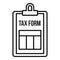 Tax form clipboard icon, outline style