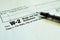 Tax Form W-2 For Employment Close Up With Fine Point Pen High Quality