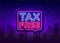 Tax free poster neon signboard vector. Tax free neon glowing letters shining, Light Banner, neon text.Vector