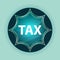 Tax magical glassy sunburst blue button sky blue background