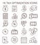 Tax optimization icon set. Simple symbols of financial efficiency,