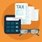 Tax payment. Government, state taxes. Data analysis, paperwork, financial research, report. Flat design. Tax form vector