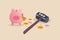 Tax planning mistake, pay a lot of money for income tax causing money loss impact saving plan concept, broken pink piggy bank and