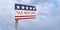 Tax Reform Direction Sign With US Flag, 3d illustration against cloudy sky