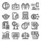 Tax regulation icons set, outline style