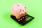 Tax savings. Piggy bank money savings. Investing gain profit. Calculate taxes. Piggy bank pig and calculator. Taxes and