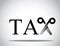 Tax text with scissors sign concept design