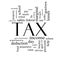 Tax Word Cloud Concept in Black and White