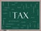 Tax Word Cloud Concept on a Blackboard