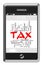 Tax Word Cloud Concept on Touchscreen Phone