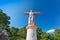 Taxco city lookout with Jesus Christ monument Cristo Rey overlooking scenic hills and historic city center