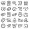 Taxes icon set, outline style