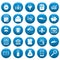 Taxes icons set vetor blue