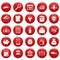 Taxes icons set vetor red