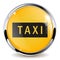 Taxi button. Yellow glass icon with metal frame