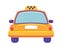 Taxi cab back view Flat banner template on white background. Empty space for number. Yellow auto car vector illustration