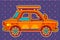 Taxi cab in Indian art style